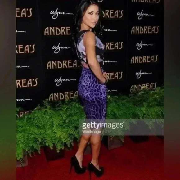 Dolce & Gabbana Leopard Floral Silk Mini Dress 44 M Ruched Draped Purple Black - Picture 6 of 10